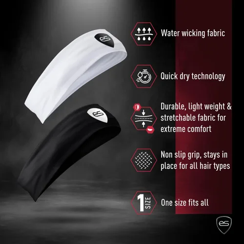 Vista 2 de Diadema de banda de sudor para hombres, la mejor diadema de entrenamiento y deportes para correr, ejercicio, fútbol, béisbol, softbol, tenis y más