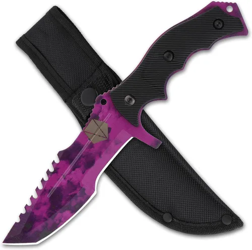 Vista 9 de REAT Cuchillo de hoja fija con funda, hoja de acero 440C de 4.1 pulgadas con diseño de espiga completa, mango ergonómico de plástico ABS, cuchillo