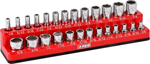 Vista 14 de ARES 70236 - Organizador magnético para 16 vasos SAE de 1/2 pulgada, para 15 vasos y 1 adaptador para vaso, mantiene tu caja de herramientas