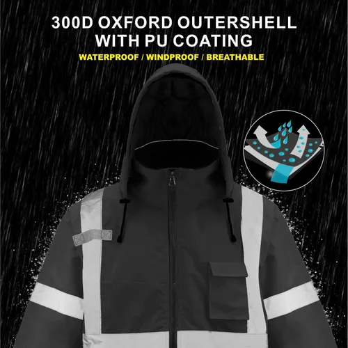 Vista 6 de caparazon Class4 - Chaqueta bomber resistente a la intemperie de alta visibilidad con forro acolchado integrado