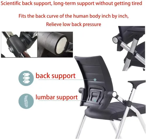 Vista 3 de Silla de escritorio plegable para espacios pequeños, sillas de escritorio para dormitorio con asientos y ruedas acolchados, sillas de escritorio