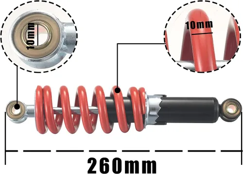 Vista 2 de 10.236 in 10.2 ''motocicleta amortiguador suspensión trasera para China 50cc 90cc 70cc 125cc motocicleta scooter ATV Quad Dirt Bike