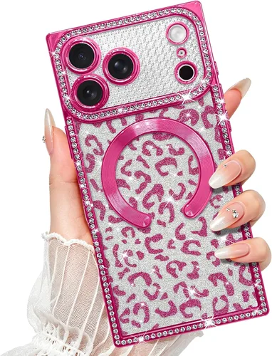 Vista 31 de Fiyart Diseñado para iPhone 16 Pro Max, Funda Compatible con MagSafe, Estampado de Guepardo, Placa de Protección de Cámara, Magnético, Brillante