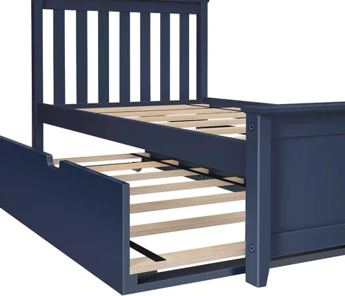 Vista 6 de Max & Lily Cama individual, base de cama con cabecera para niños con cajón, rejilla, color azul