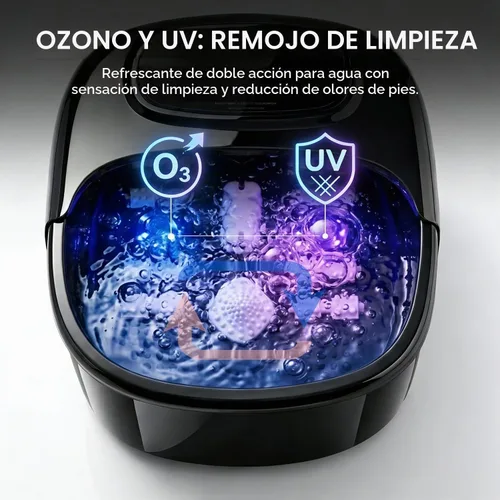 Vista 3 de Bañera de remojo de pies con ozono y UV, masajeador de baño de spa Negro