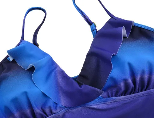Vista 5 de Hilor Tankini para mujer con volantes fruncidos y cuello en V