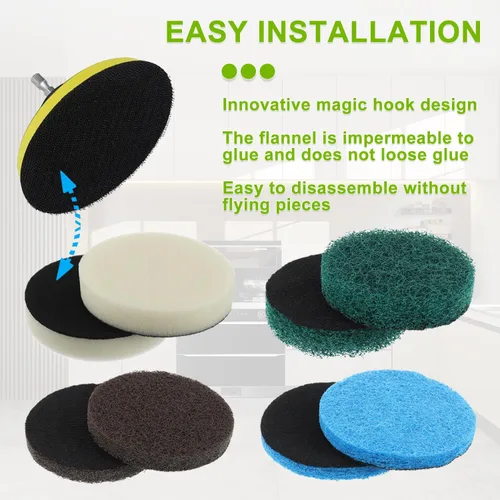 Vista 5 de Juego de 16 piezas de almohadillas de limpieza eléctricas para cepillo de limpieza Dremel Versa: 4 almohadillas de espuma, 4 alfombrillas de cocina