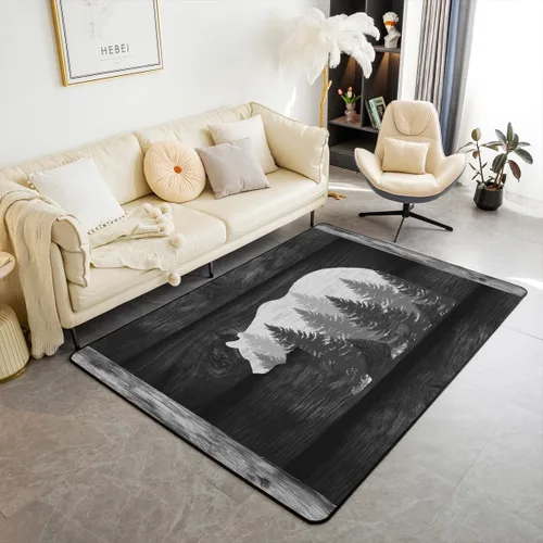 Vista 11 de Castle Fairy Bear Family - Alfombra antideslizante de 3 x 5 pies, diseño de animales salvajes, color negro, para niños, adolescentes y adultos