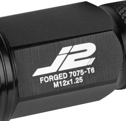 Vista 3 de J2 Engineering LN-T7-021-125-BK 20Pcs M12 x 1.25 7075-T6 Tuerca de aluminio de extremo abierto de 1.969 in con adaptador de enchufe (negro)