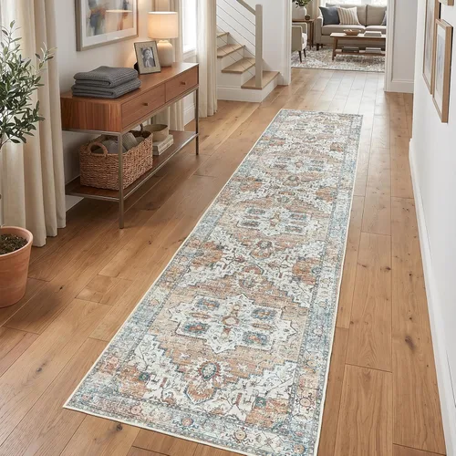 Vista 36 de jinchan Alfombra de área pequeña lavable floral vintage, alfombra de entrada simétrica de medio círculo de 2 x 3, alfombra de entrada suave de pelo