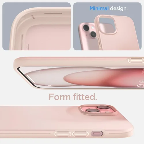 Vista 3 de Spigen Funda delgada diseñada para iPhone 15 Plus (2023) [carcasa dura] [protección de grado militar] - arena rosa