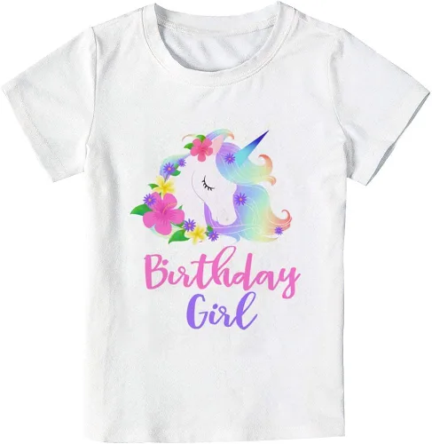 Vista 2 de Doctor Unicorn Conjunto de cumpleaños para niñas, vestido con falda de tutú, camiseta de unicornio, diadema y banda de satén