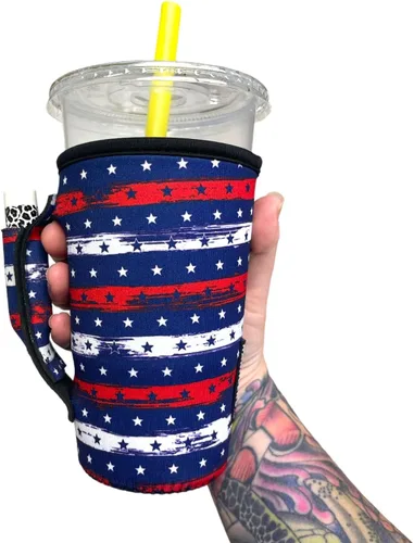 Vista 10 de Drink Handlers - Soporte para vaso de 20 a 27 onzas, funda de neopreno para café y té con asa, funda aislada y soporte para bebidas resistente al