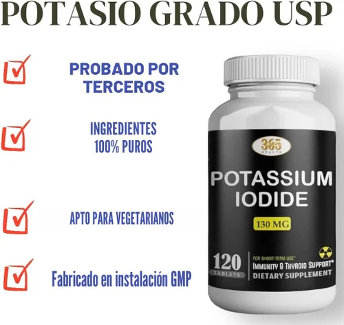 Vista 5 de Potasio Yoduro 130 mg - Tabletas de KI - Potasio 130 mg - Píldoras de Yodo de Potasio Fabricadas en EE. UU. YODO Naciente, Yoduro de potasio - 120