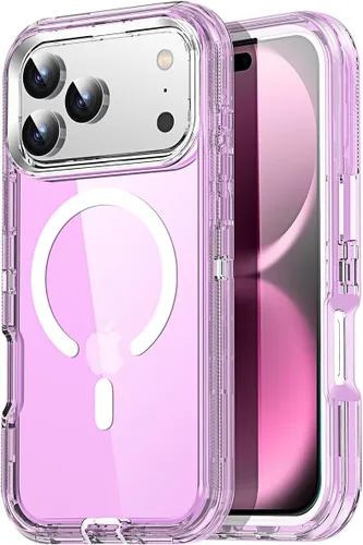 Vista 22 de AICase Funda transparente para iPhone 15 Pro Max, compatible con MagSafe 3 en 1, resistente protección contra caídas, cuerpo completo, a prueba