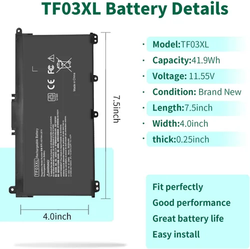Vista 2 de 920070-855 TF03XL - Batería para portátil HP Pavilion 15-CC 15-CD 14-BF 15-CC0XX 15-CC1XX 15-CD0XX 15-CC123CL 15-CC561ST 15-CC154CL 15-CC184CL
