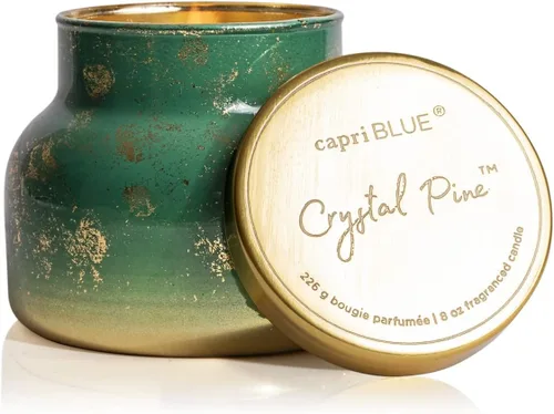 Vista 22 de Capri Blue Glimmer Mini Tin - Vela perfumada a manzana con mini portavelas, mezcla de cera de soja, Capri Blue Apple Cider Social Red and Gold