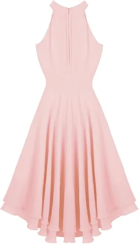Vista 6 de YONGHS Vestido de dama de honor alto y bajo halter de las mujeres vestido corto de fiesta de baile vestido de regreso a