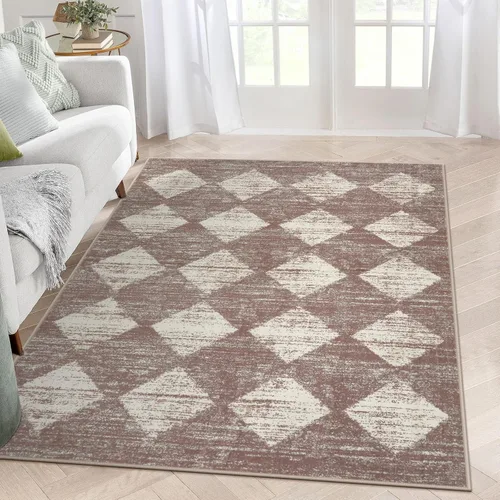 Vista 33 de Lahome - Tapete con diseño de entramado marroquí, a cuadros, pequeño, suave y antideslizante, moderno, resistente a las manchas, para puerta Negro