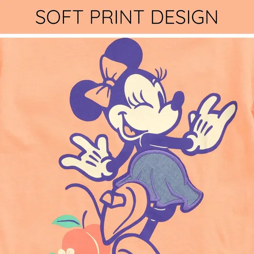 Vista 71 de Disney Minnie Mouse - Conjunto de camiseta floral arcoíris y pantalones cortos de cambray, tallas de bebé a niño grande (12 meses - 14-16)