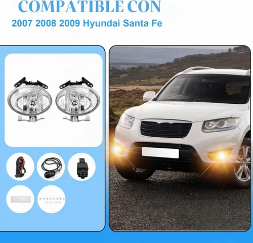 Vista 6 de Boxlight - Luces antiniebla compatibles con Hyundai Santa Fe 2007 2008 2009, un par de luces antiniebla con lente transparente para parachoques