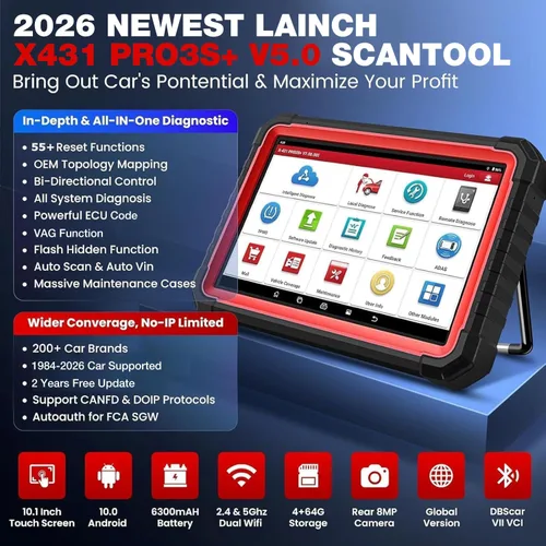 Vista 2 de LAUNCH X431 PRO3S+ Escáner de diagnóstico de coche bidireccional completo, codificación de ECU, clave IMMO, autenticación automática, OEM todo