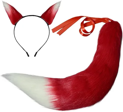 Vista 8 de Anime Wolf Fox/Cat - Cola de felpa de 25 pulgadas + 2 orejas de clip para Halloween Cosplay