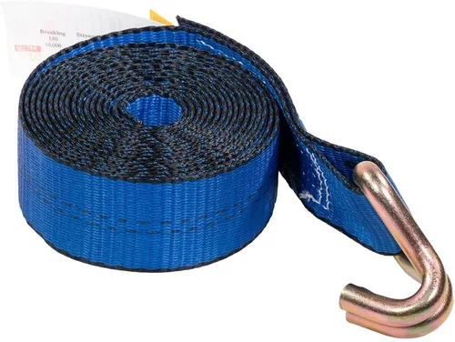 Vista 5 de Correa de trinquete azul de 2" x 15' con gancho de alambre, 3333 lbs WLL