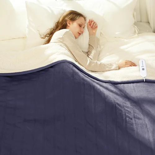 Vista 56 de Manta térmica eléctrica de franela Sherpa de 50 x 60 pulgadas - Manta eléctrica suave con 5 niveles de calefacción y 4 horas de apagado automático