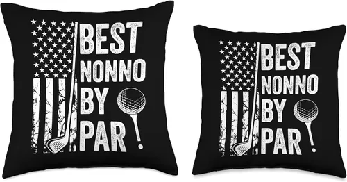Vista 3 de Best Dad By Par Golfing Apparel by AlphaONE Best Nonno by Par USA Flag Father's Day Golfing Dad Throw Pillow, 16x16, Multicolor