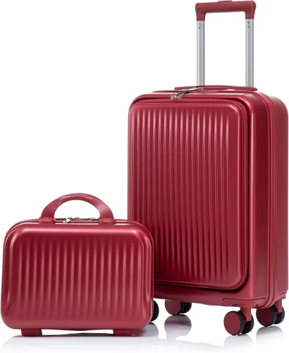Vista 124 de Merax 3 piezas expandible ABS Hardshell equipaje Sets Spinner Wheel Maleta TSA Lock Suit Case, Apertura frontal negra, Juego de 2 piezas, Maleta