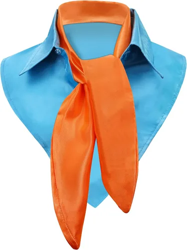 Vista 8 de Disfraz de Halloween para adultos adultos naranja cuello cuadrado bufanda falsa collar desmontable accesorios de fiesta cosplay, Azul