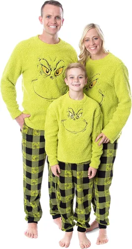 Vista 4 de Dr. Seuss The Grinch Who Stole Christmas - Conjunto de pijama familiar a juego para hombres, mujeres, niños, niños pequeños, Verde