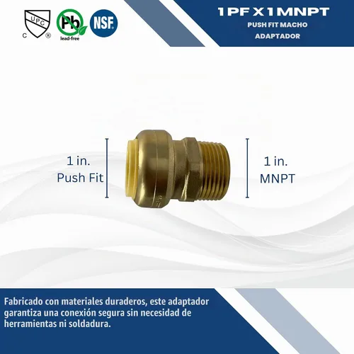 Vista 4 de 1 adaptador NPT macho de 1 pulgada de ajuste a presión x 1 pulgada
