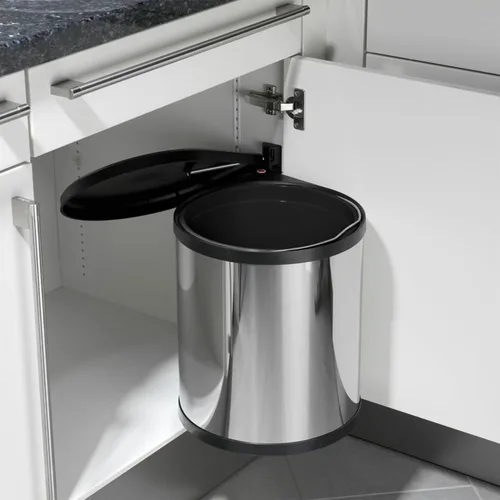 Vista 9 de Hailo Compact-Box M - Bote de basura de 4 galones, elevador de tapa, pequeño cubo de cocina, acero inoxidable