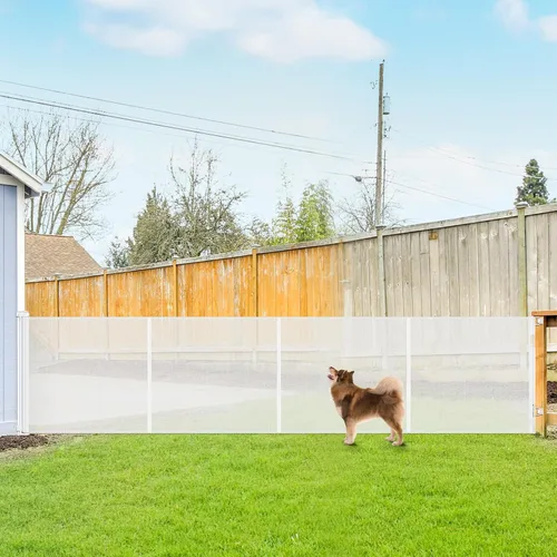 Vista 15 de Puerta Reforzada para Mascotas Extra Alta de 42" y Puerta Retráctil para Bebés de 55" de Ancho con Varillas de Soporte - Puerta Retráctil para Negro