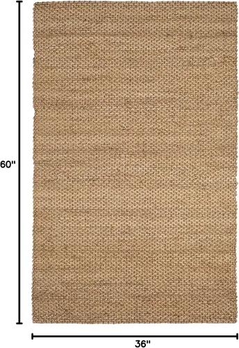 Vista 2 de SAFAVIEH Natural Fiber Collection - Alfombra decorativa de 3 x 5 pies, natural, hecho a mano, ideal para zonas de alto tráfico en entrada, sala