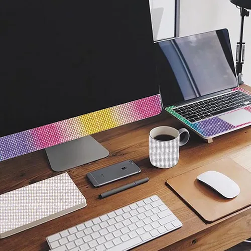 Vista 4 de 4 rollos de cinta de cristal de diamantes de imitación autoadhesiva, calcomanía de decoración brillante con diamantes de imitación de 0.079 pulgadas