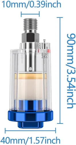 Vista 6 de Separador de aceite de agua, mini filtro de aire en línea, filtro de aerógrafo de entrada y salida NPT de 1/4 de pulgada, separador de humedad, uso