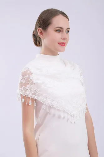 Vista 4 de Velo de encaje Triángulo Mantilla velo Mantón o Bufanda Latina Masa Cabeza Cubierta con Flecos Encaje