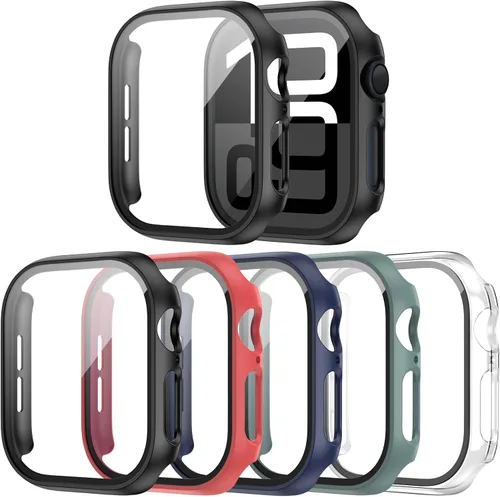 Vista 17 de Paquete de 16 fundas rígidas de PC para Apple Watch de 38 mm Series 3 2 con protector de pantalla de vidrio templado, cubierta protectora 16