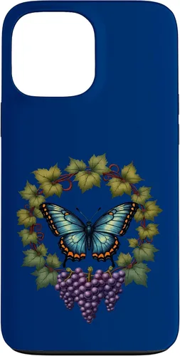 Vista 24 de Blue Winged Diana Fritillary Butterfly and Grape Vine Case for iPhone XR