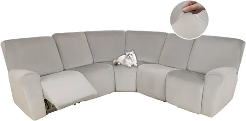 Vista 71 de HDCAXKJ Fundas de sofá seccional reclinable de terciopelo, cubierta de sofá seccional en forma de L, lavable, elástica, suave, para rincón
