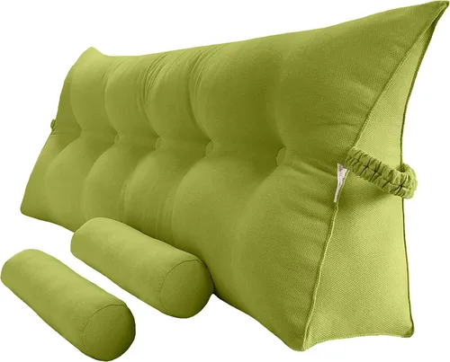 Vista 11 de Peachwell Almohada triangular de lectura para reposo en cama, cojín grande tipo cabecero, respaldo, almohada de cuña con dos almohadas cilíndricas