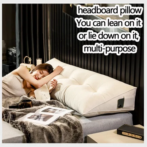 Vista 5 de Almohada triangular para cabecero, almohada de cuña grande lavable para el cuerpo, soporte de posicionamiento del respaldo, almohadas de lectura