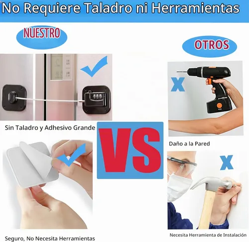 Vista 7 de YEYA Cerradura de puerta de refrigerador mejorada con combinación para Negro 1 paquete
