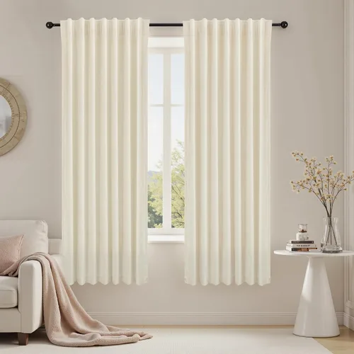 Vista 21 de Cortinas de terciopelo con trabilla trasera de 52 x 63 pulgadas de color naranja quemado de KOUFALL
