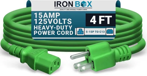 Vista 36 de IronBox Electric - Cable de Alimentación de Servicio Pesado 5-15P a C13 - Cable PC SJT 14/3 de 3 Clavijas 15A 125V - Cable para Computadora