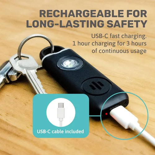 Vista 7 de Alarma de seguridad personal para mujeres, hombres y niños, alarma personal para viajes, segura e impermeable, llavero de autodefensa para mujeres