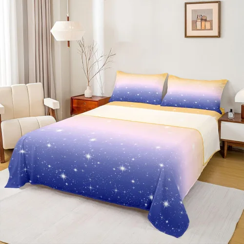 Vista 25 de Juego de sábana bajera ajustable de teñido anudado para niñas, juego de ropa de cama con diseño de arco iris degradado de arcoíris, lindo juego